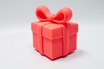 Obraz premium Red gift box with a bow on a white background.