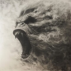 Obraz premium the mouth of a beast with mist who comes out