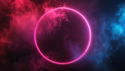 Obraz premium Neon Circle in a Smoky Atmosphere