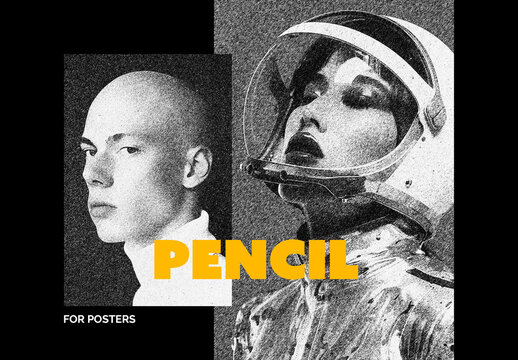 Pencil Poster Photo Effect Mockup