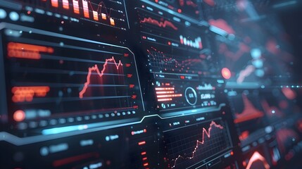 Naklejka premium Cutting-Edge Financial Market Dashboard Hologram Showcasing Futuristic Fintech Innovation