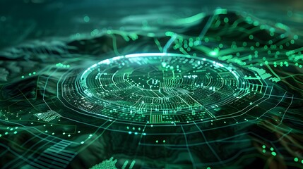 Fototapeta premium Futuristic 3D Holographic Military Strategy Map for Defense Technology