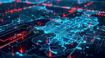 Futuristic Interactive 3D Hologram of Military Strategy Map for Defense Technology