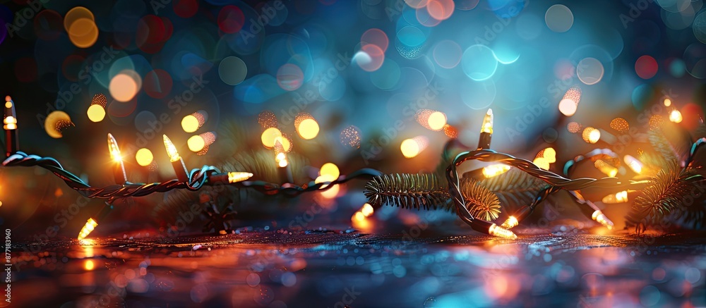 Poster festive christmas background with glowing colorful lights and copy space image encompassing the esse