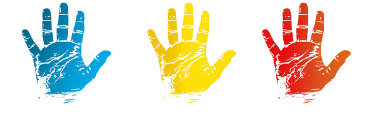 Cheerful Greeting Gesture with Colorful Waving Hands cut out dicut PNG on transparent