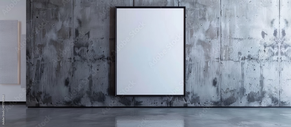 Poster White card framed in black with copy space image on a blank background emphasizing interior design and decor