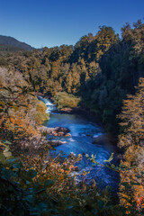 Small Panguipulli river with very pure water