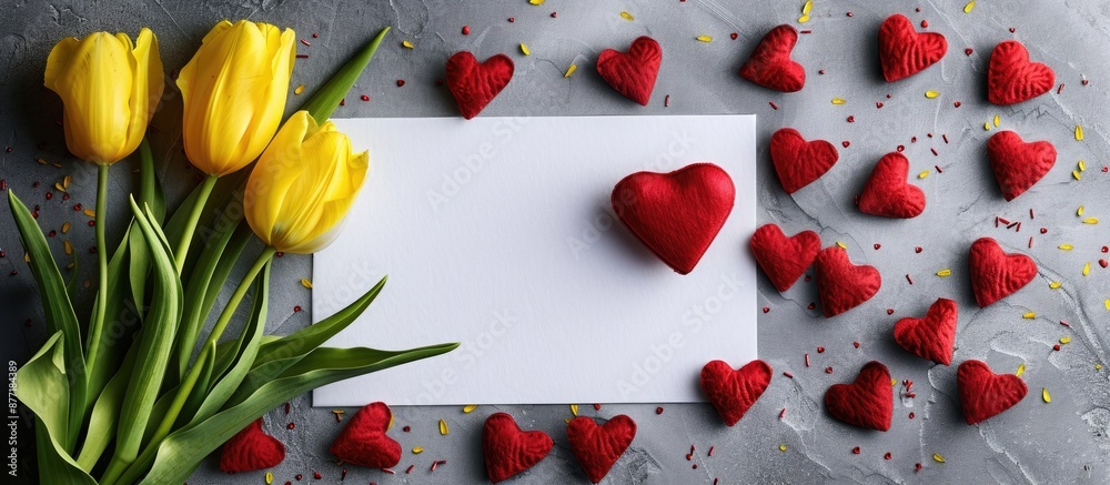 Poster conceptual image for valentine s day women s day or mother s day featuring a blank sheet with a red 