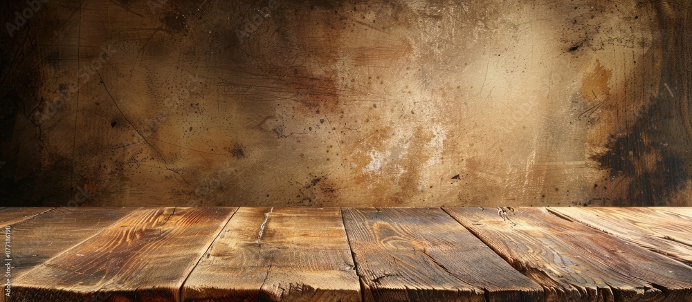 Leinwandbilder utilize wooden table with textured surface as background in design or photography with copy space im