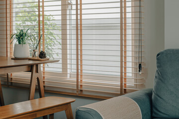 Muji decorated style house, wood color, Wooden window corner and dining table