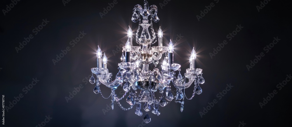 Poster Luxuriously designed chandelier lamp featuring a diamond crystal with an elegant and opulent aesthetic ideal for adding sophistication to any space. with copy space image