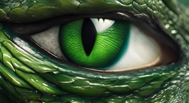 close up of a green dragon eye