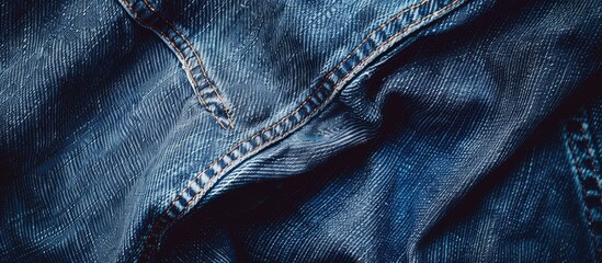 Naklejka premium Close up blue denim jeans texture background with copy space image