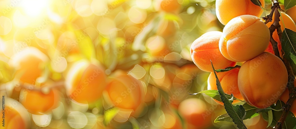 Aufkleber organic apricots with a blank space for adding text in an image grown from an apricot tree in a raw 
