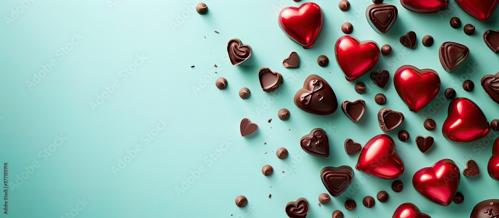Poster valentine s themed red and chocolate brown decorations against a minty backdrop create a charming bo