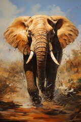 Portrait of elephant painted by, generative IA