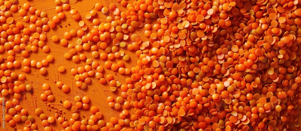 Fototapete A frame made of orange lentils with space for inserting an image. with copy space image. Place for adding text or design