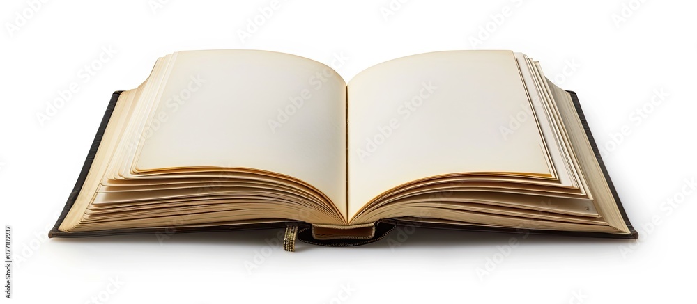 Aufkleber An isolated notebook is displayed against a white background with a clipping path for copy space image
