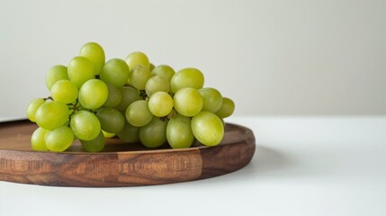 Green Grapes with White Background and Copy Space