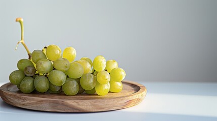 Green Grapes with White Background and Copy Space