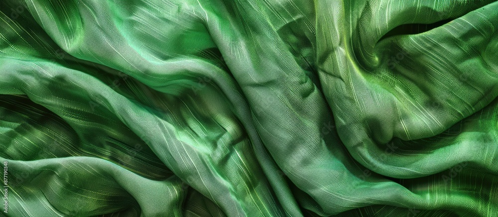 Poster green fabric with a detailed texture against a canvas background ideal for a copy space image