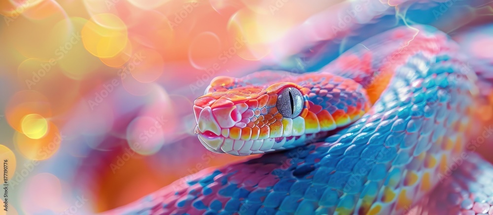 Aufkleber colorful serpentines in close up view with a blurry bokeh background perfect for a copy space image