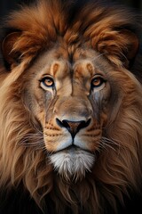 Naklejka premium Vertical close of the male lion, generative IA