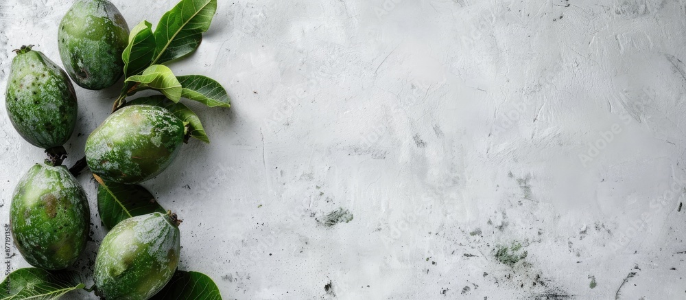 Aufkleber feijoa fruits on white canvas for copy space image