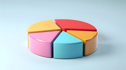 Obraz premium Vibrant 3D Rendered Pie Chart Icon for Business Analytics and Finance Data Visualization