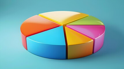 Obraz premium Vibrant 3D Pie Chart Icon for Business Analytics and Financial Data Visualization