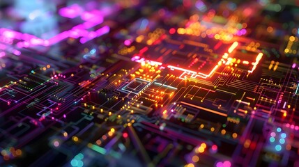 Obraz premium Mesmerizing Quantum Computational Design with Vibrant Waveforms