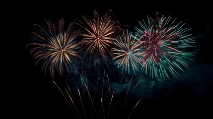 Obraz premium Colorful Fireworks Display in the Night Sky