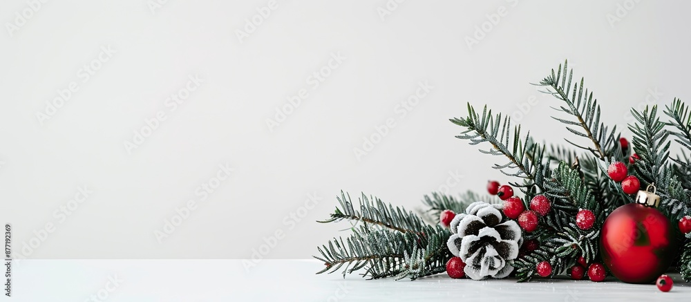 Poster a christmas decoration toy is displayed against a white backdrop with copy space image