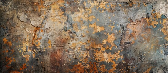 Fototapeta premium A retro pattern wall with a vintage or grungy background of natural cement or stone texture creates a concept wall banner with an aged rusted material for a metaphorical copy space image