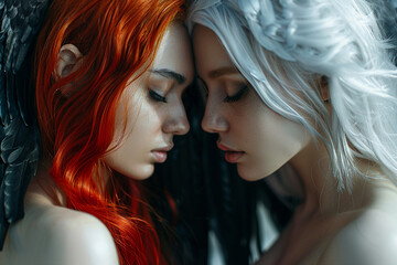 Obraz premium AI generated photo image of two female fantasy personnages