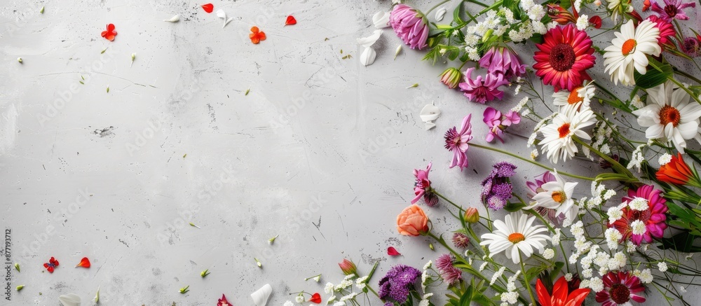 Poster Border design with spring flowers and copy space image