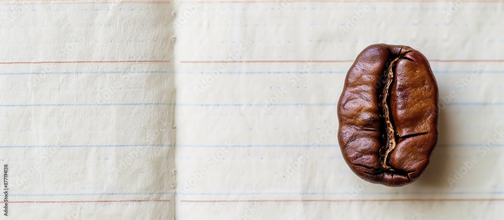 Aufkleber coffee bean on a notepaper for designing with a blank area for text or images known as a copy space 