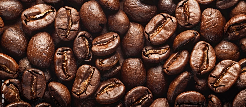 Poster close up coffee beans with copy space image