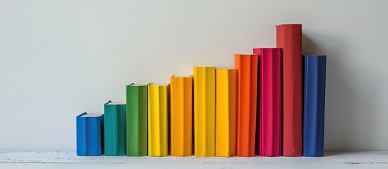 A symbol of portfolio management displayed on attractive books against a white paper backdrop in a business concept with room for a copy space image