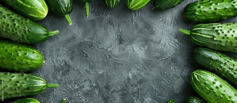 Poster Cucumbers creatively aligned around a blank copy space image