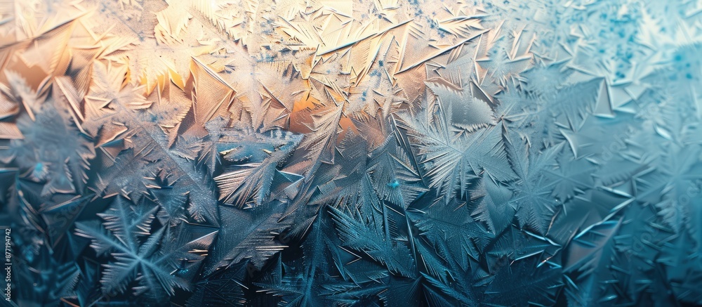 Poster Ice covered window with copy space image