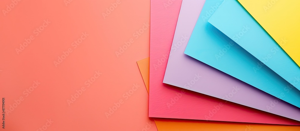 Poster Colorful piece of paper placed on a blank table with ample copy space image