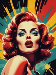 Woman in the style of pop art generative AI illustration