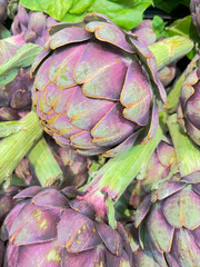 Purple Artichokes Stacked Fresh for Sale