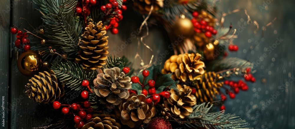 Aufkleber A segment of an elegant Christmas wreath with copy space image