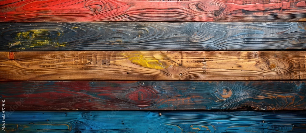 Poster A colorful wooden texture background with a space for adding text or images copy space image in a horizontal arrangement