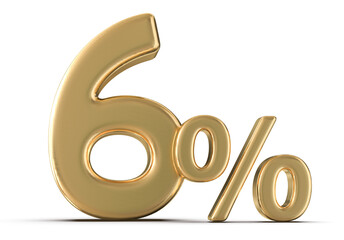 6 Percent Off Sale Gold Number 3D