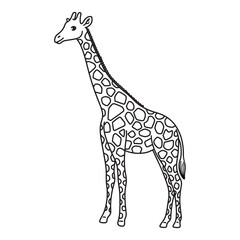 Line art of giraffe cartoon vector