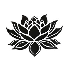 Obraz premium Elegant black silhouette of a lotus flower symbolizing purity and tranquility. Ideal for tattoos, logos, and spiritual designs.