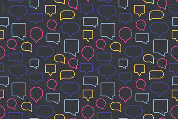colorful speech bubbles seamless pattern, perfect for stationery products such as notebooks, planners, and wrapping paper, social media graphics- vector illustration